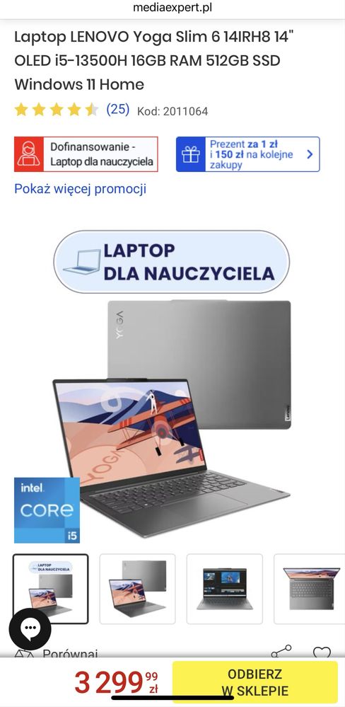 Laptop Lenovo Yoga Slim 6 14IRH8 14 Oled i5-13500H 16GB RAM 512GB SSD