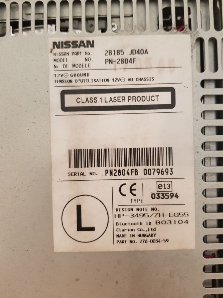 Radio Nissan cd 28185JD40A QASHQAI J 10