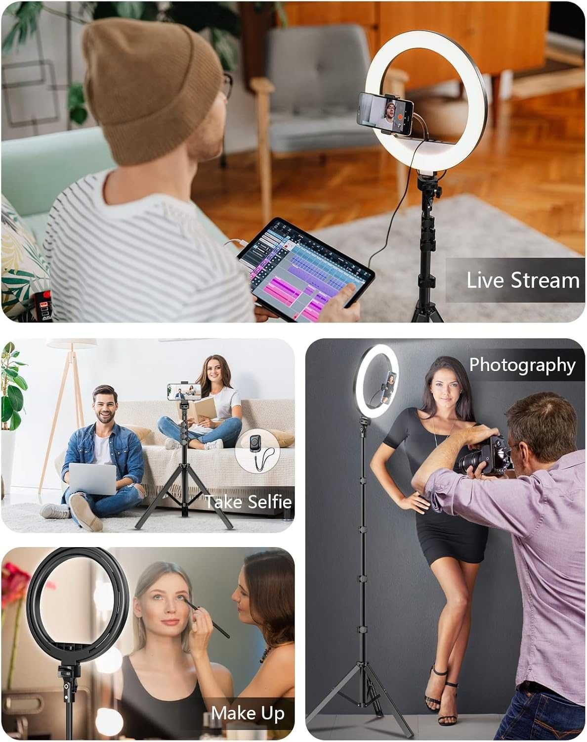 Tupwoon 10" lampa pierścień świetlny, statyw dla telefonu, selfie ring