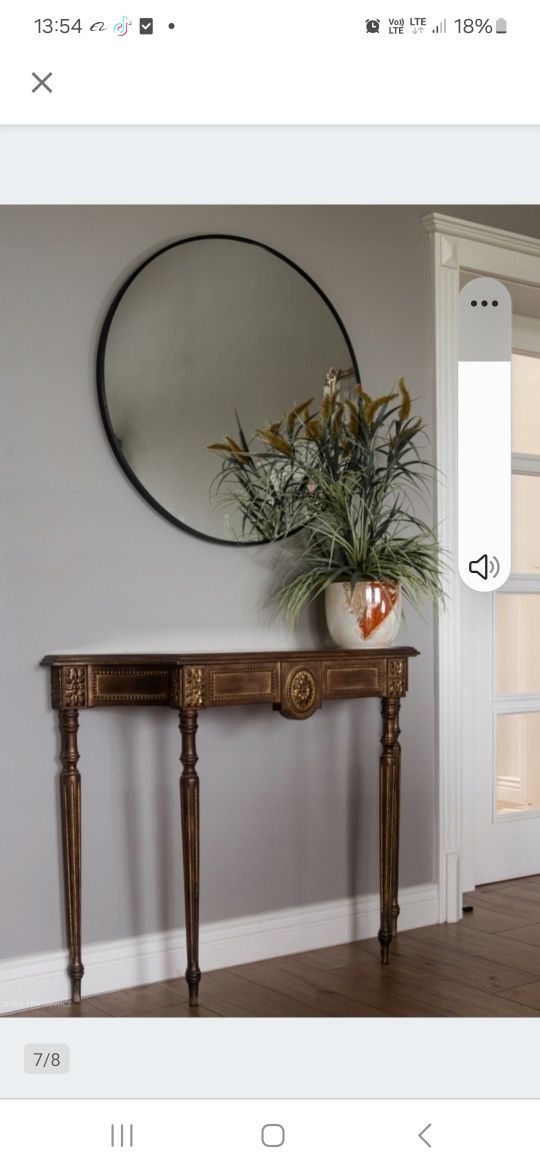 Lustro ścienne okrągłe loft w aluminiowej czarnej ramie fi 80