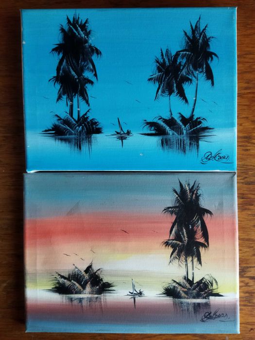 Картина, холст, масло, Африка, подпись.