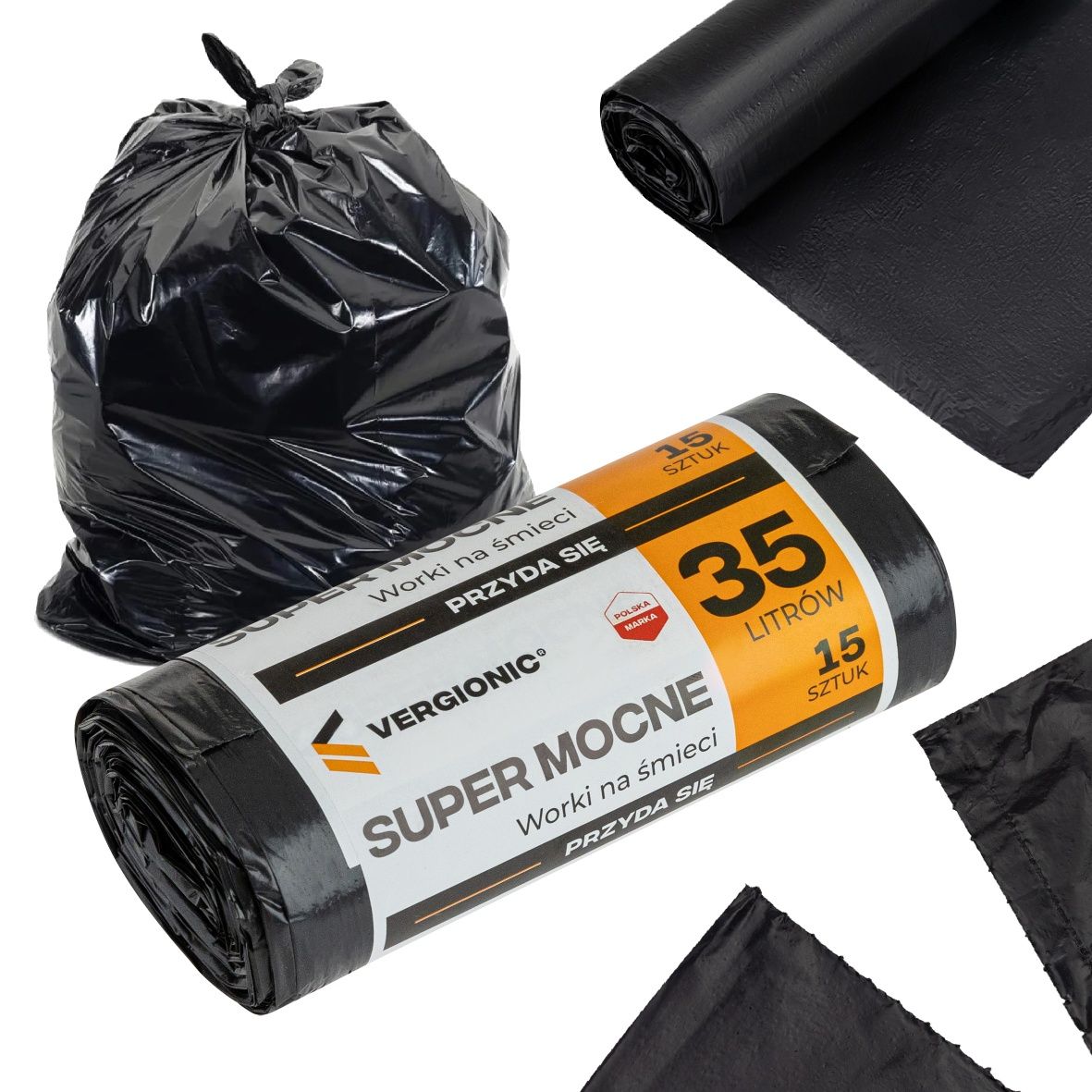 Czarne worki 35l 15sztuk super mocne