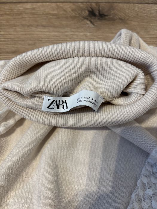 Kremowy golf z ażurowymi rękawami ZARA