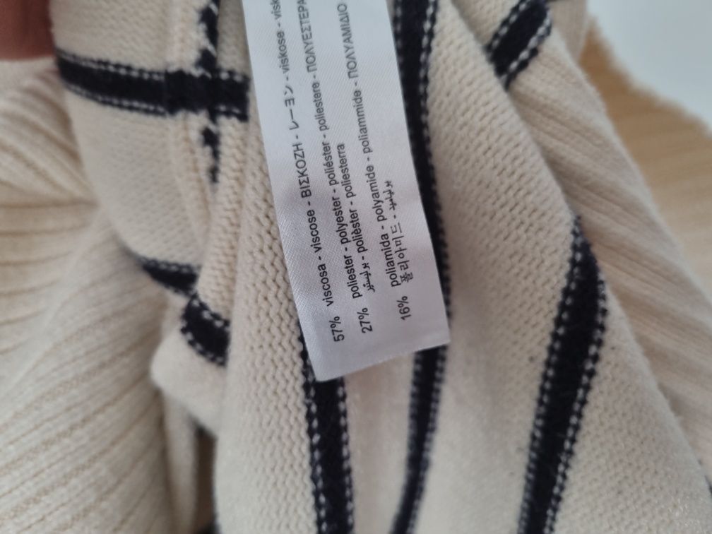 Sweter w paski Zara s/36 z wiskozy oversize