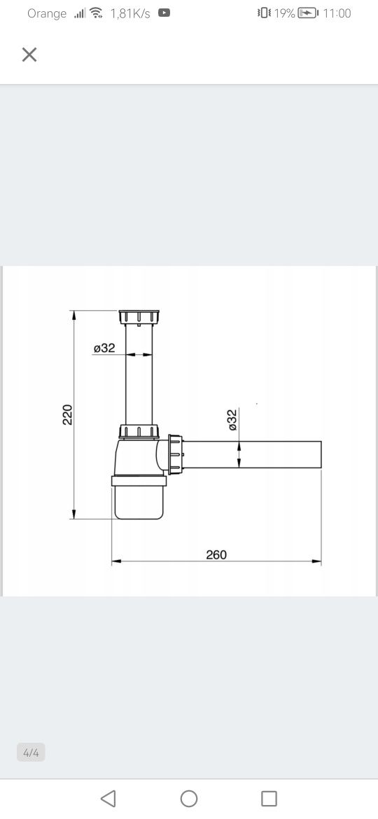 Czarny syfon fi 32 mm (nowy)