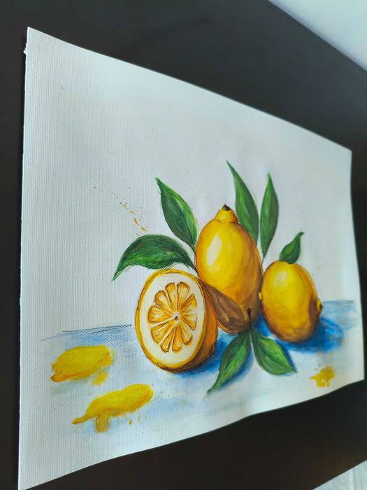 Obraz cytryny lato słońce akwarela Lemoniada 30x41 oprawiony