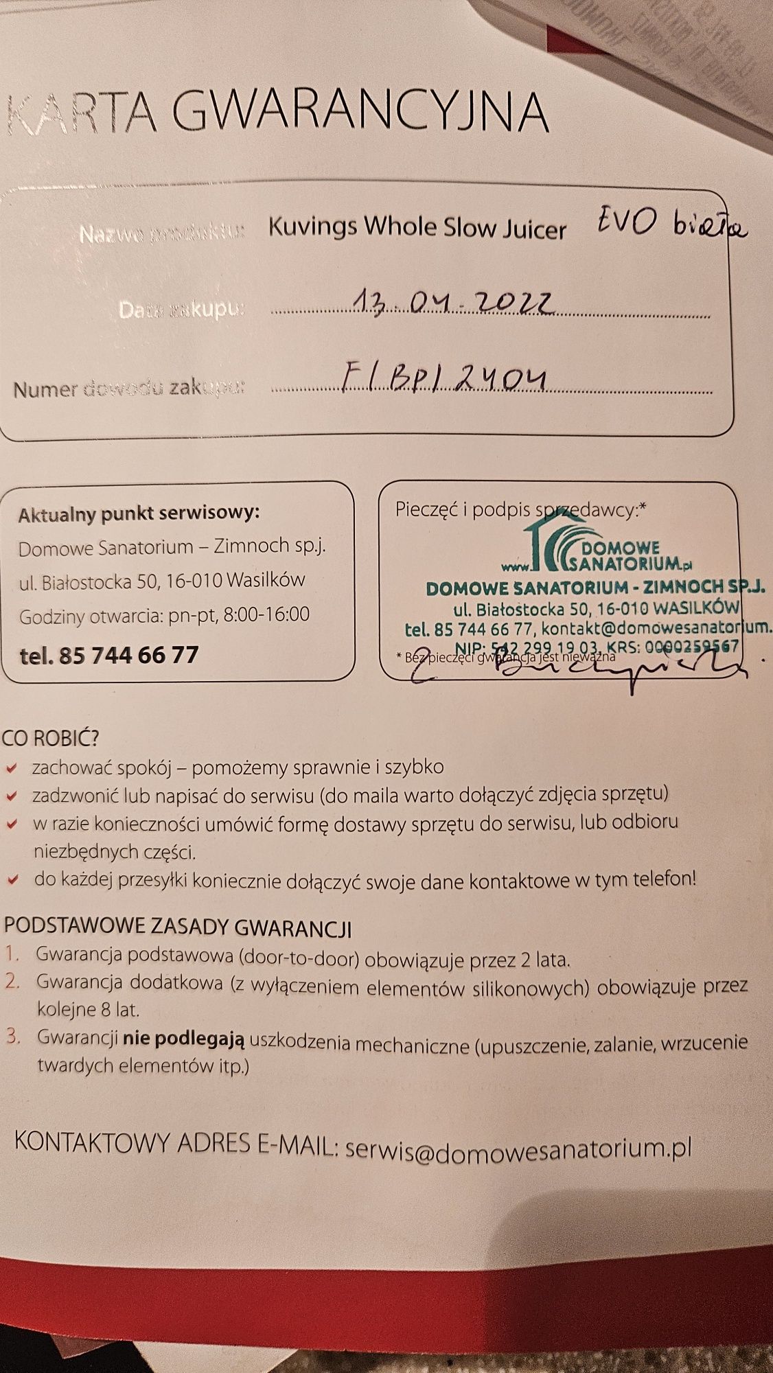 Wyciskarka Kuvings Evo 820