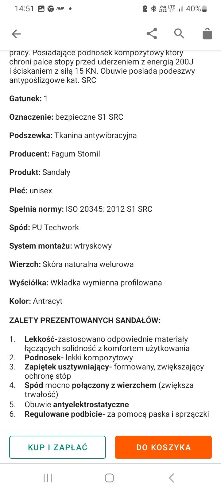 Sandały robocze półbuty