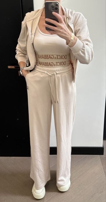 M Dolce&Gabbana 3 częściowy komplet dres beż styl klasa design