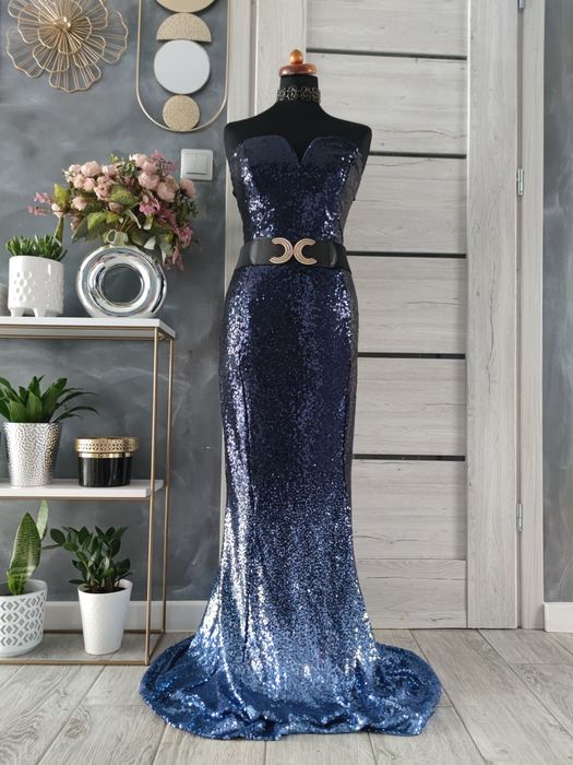 Długa sexy suknia sukienka wieczorowa balowa rozmiar xl 42  ombre