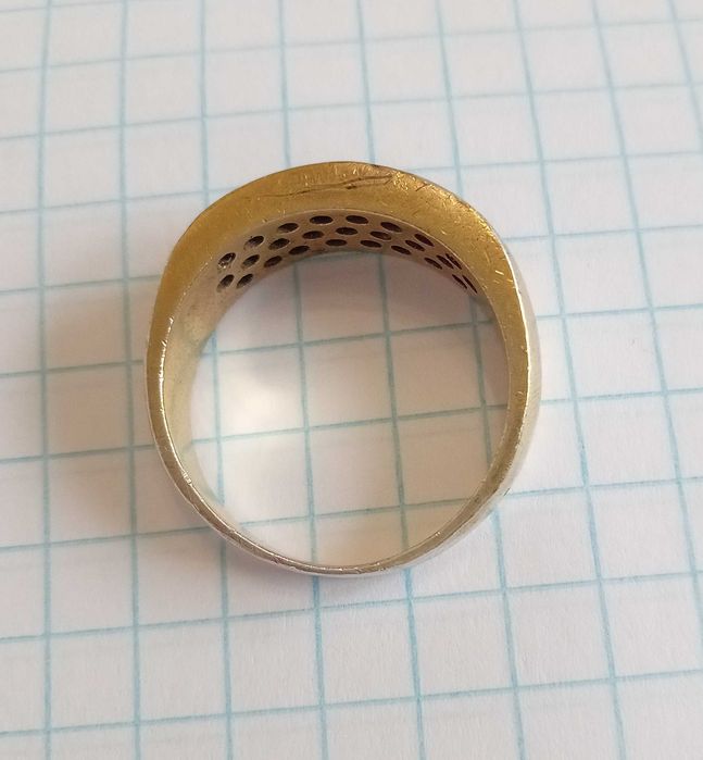 Вінтажне кольцо з натуральними чеськими гранатами Срібло 925, позолота