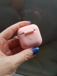 Навушники AirPods бездротові білі в чохлі пудра рожеві