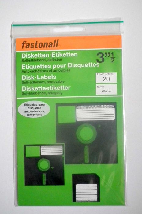 Etiquetas adesivas para diskettes de 3,5 polegadas. Envio grátis.