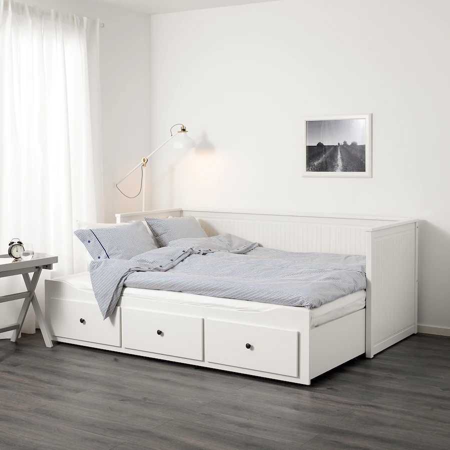 Łóżko Hemnes Ikea Rama leżanki z 3 szufladami, biały 80x200