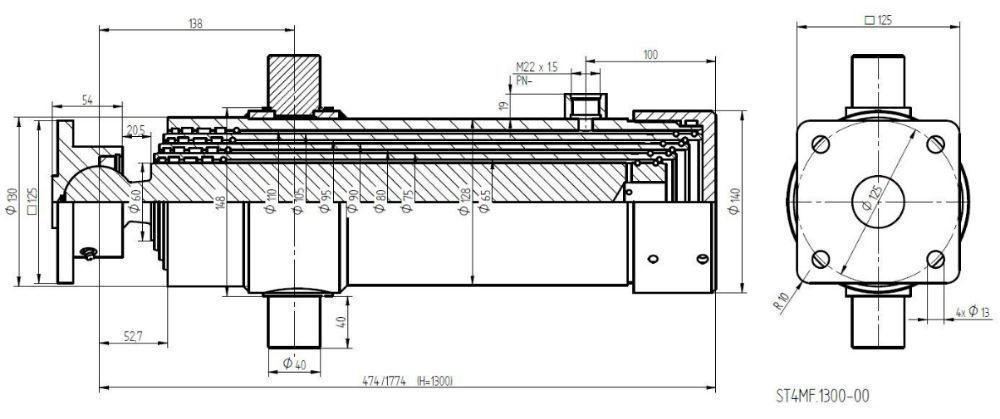 Zestaw hydrauliczny wywrotu 4,3 metra na 3 strony siłownik 1300 [7166]