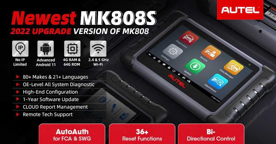 Autel MaxiCOM MK808S KIT Máquina Diagnóstico Original PT (NOVO)