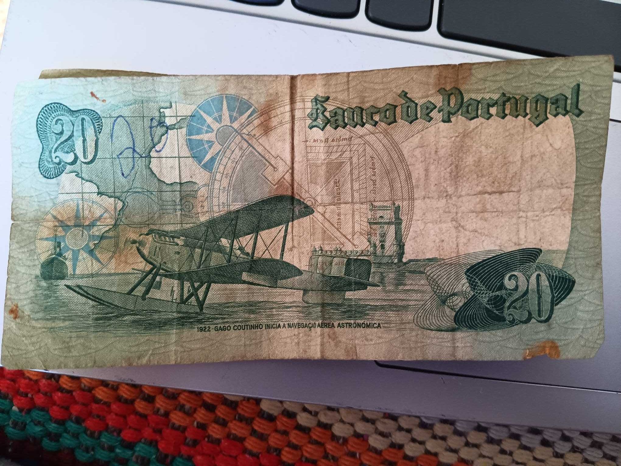 Conjunto de 3 notas de 20 Escudos - Almirante Gago Coutinho, 1978