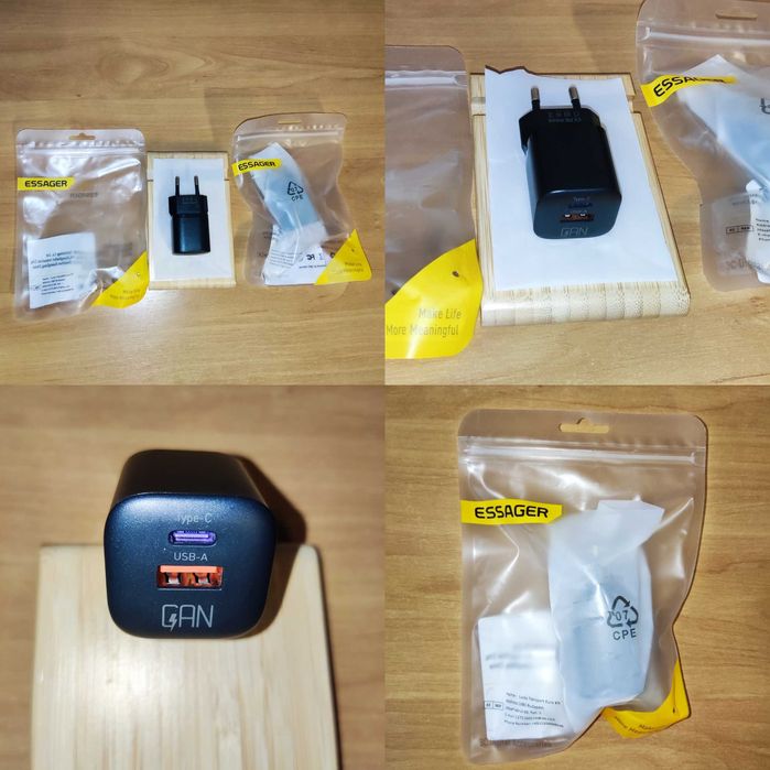 Ładowarka Sieciowa Essager 20W GaN USB C i A Szybkie Ładowanie Czarna