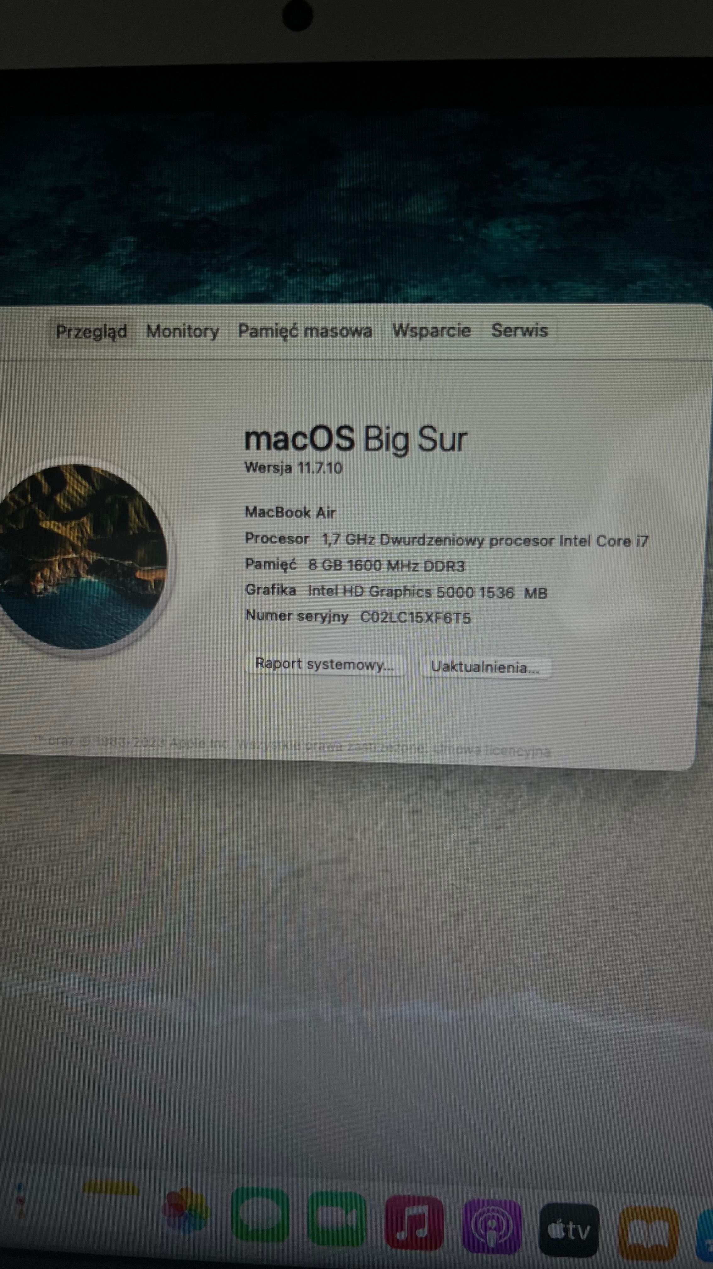 MacBook Air a1466 Intel Core I7 8gb 122gb 1,7GHz, 2013 r