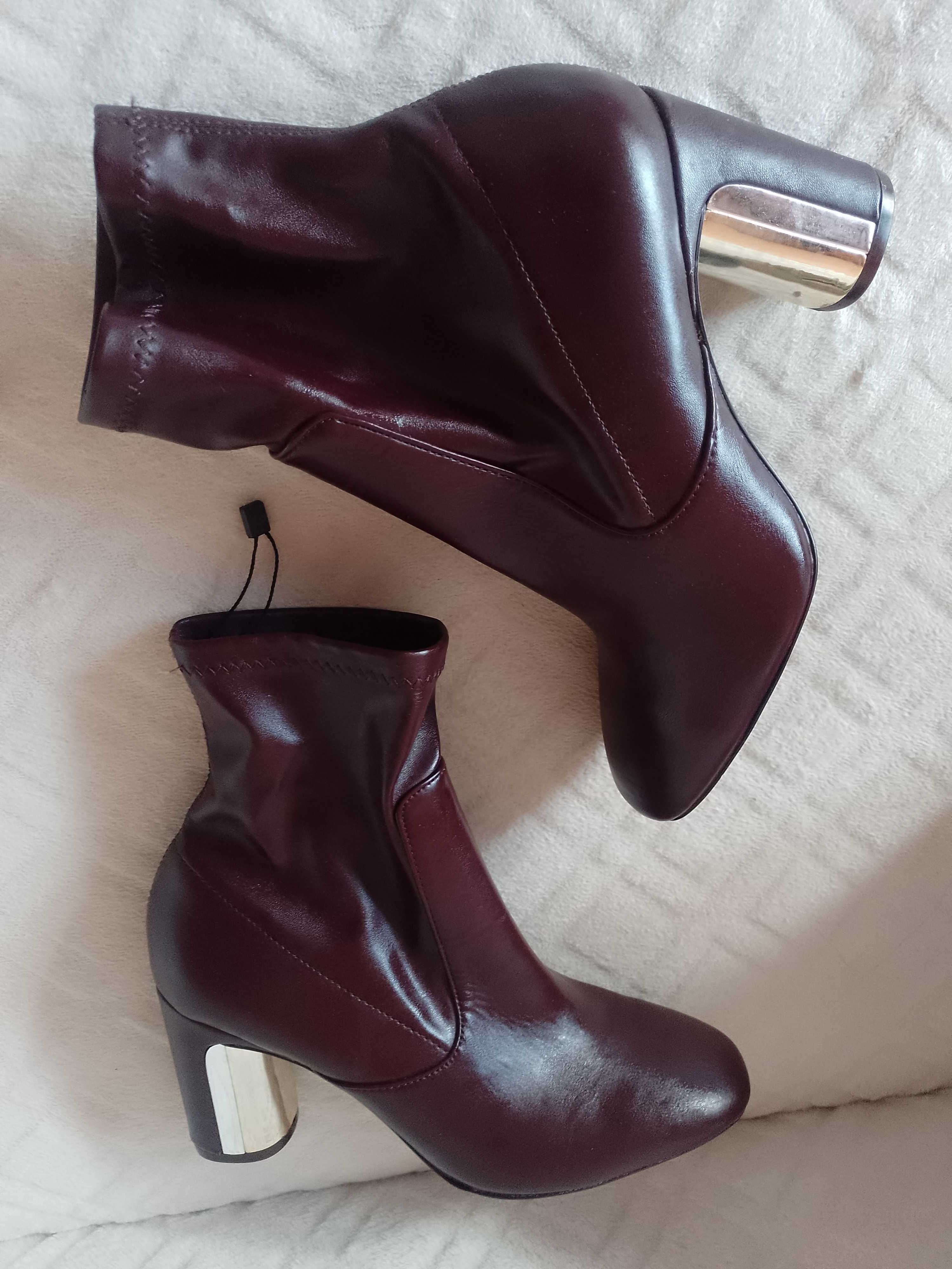 (37) ZARA/Bordowe/ fioletowe Botki z Madrytu,