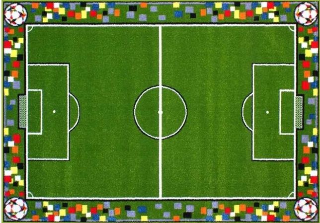 Dywan 160x230 boisko piłkarskie zielony kwadraty kolorowe dziecięcy