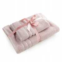 Komplet ręczników 2 szt Loca pudrowy różowy upomin