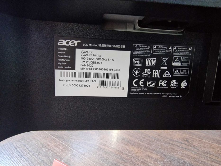 Monitor 24" Acer Nitro VG240Ybmiix IPS 75Hz 1ms - Jak nowy!