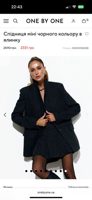 Спідниця one by one  міні чорного кольору в ялинку