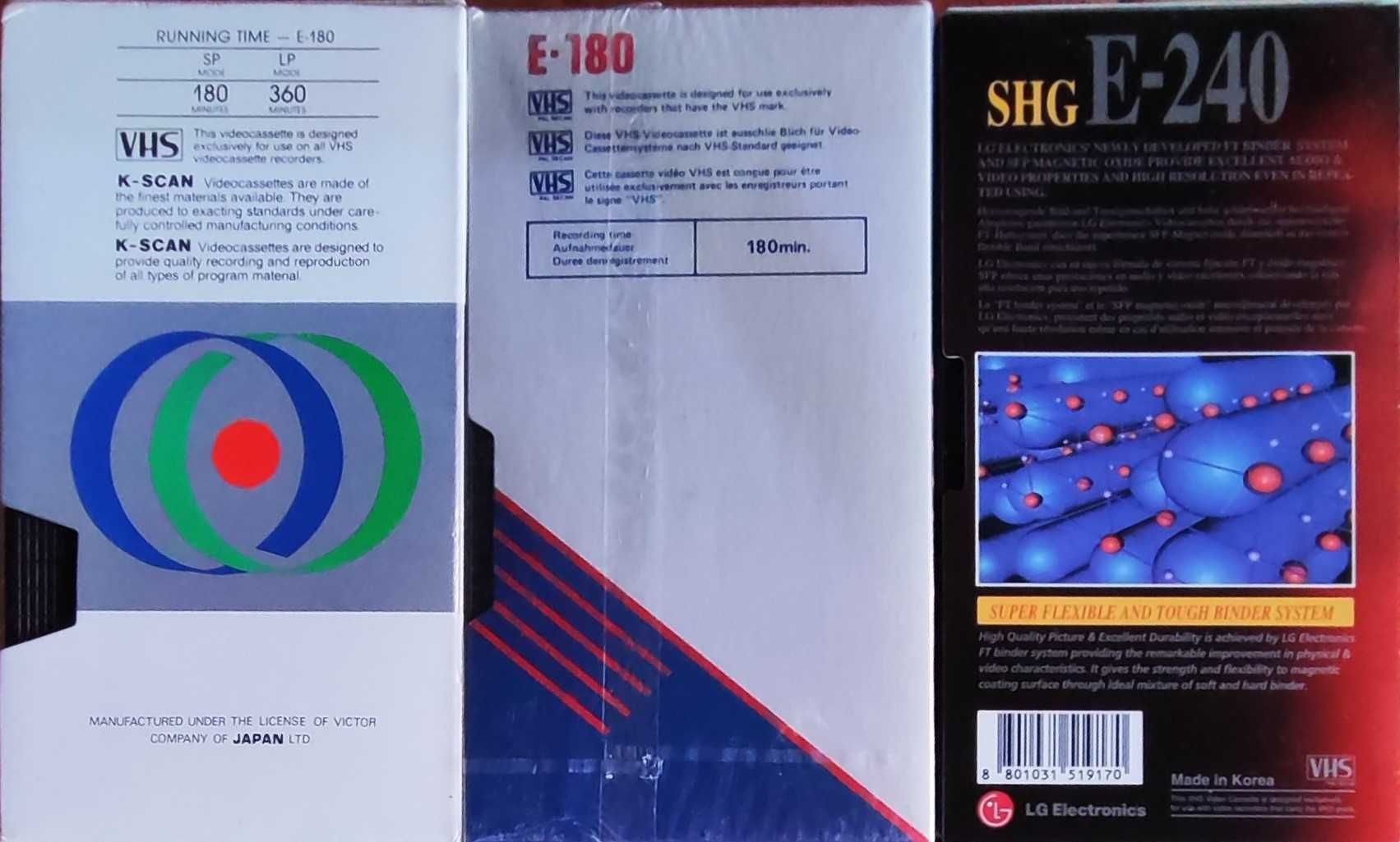Видеокассеты VHS чистые распечатанные Е-120-180-240 мин