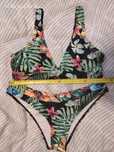 Strój kąpielowy ZARA bikini L print kwiatowy kolor czarny