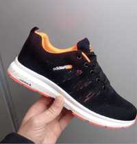 Мужские кроссовки черные с оранжевыми Adidas NEO