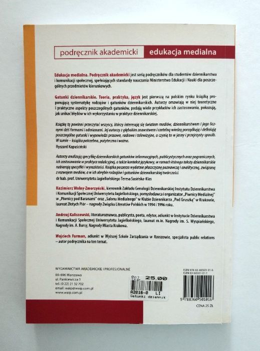 GATUNKI DZIENNIKARSKIE, teoria, praktyka, język, Wolny, Kaliszewski