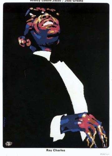 Plakat Jazz Greats Waldemar Świerzy Polska Szkoła Plakatu L. Armstrong