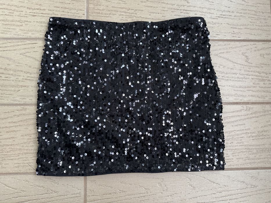 Чорна міні спідниця жіноча з паєтками