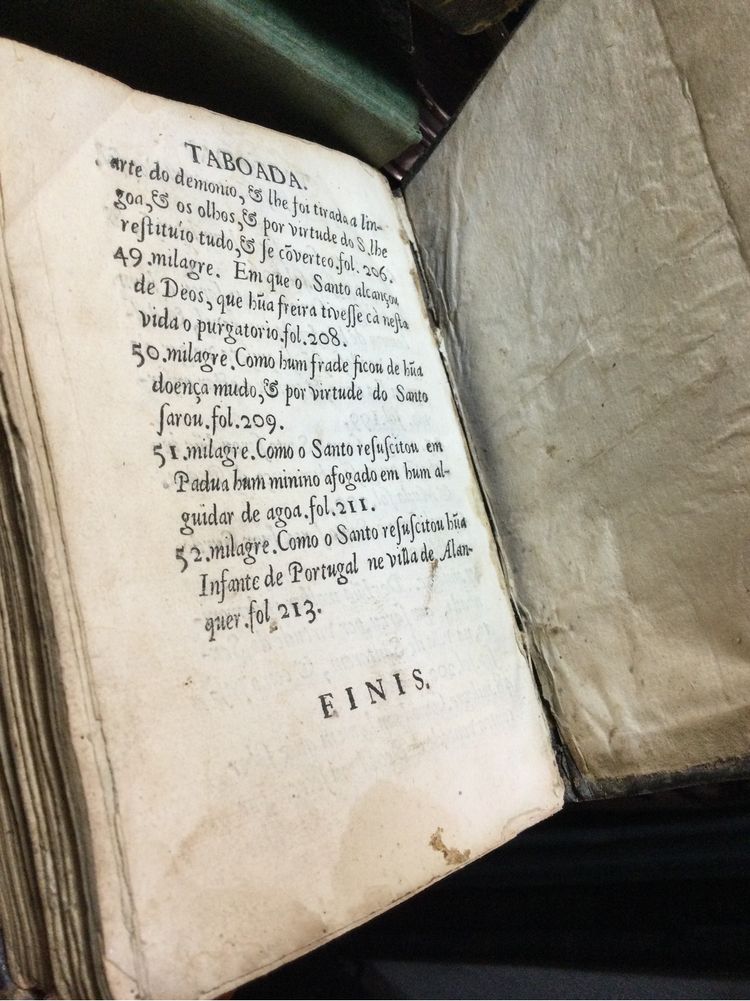 Livro Milagres Santo Antonio Abril 1671 Séc XVII 1’ edição 15 cm