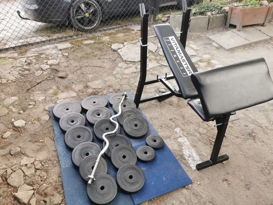 Domowa Siłownia 82.5kg Gryf Łamany, Modlitewnik, Ławeczka, obciążenie