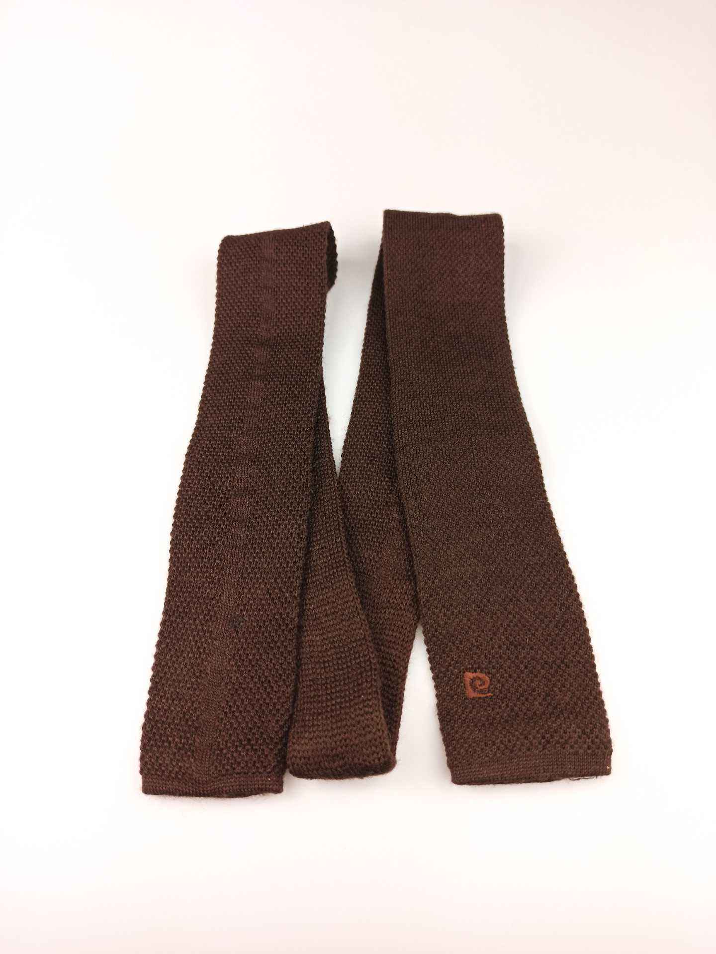 Pierre Cardin brązowy wełniany krawat knit pi06