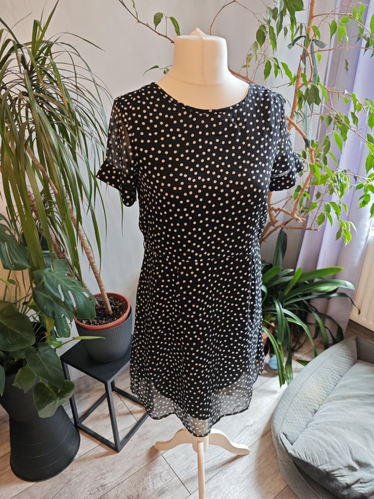 Sukienka w kropki w groszki retro vintage lata 90 weselna komunijna