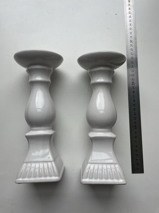 Biały świecznik ceramiczny glamour - cena za 2 szt