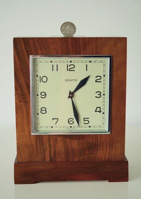 Zenith zegar biurkowy swiss made szwajcarski budzik na monety vintage