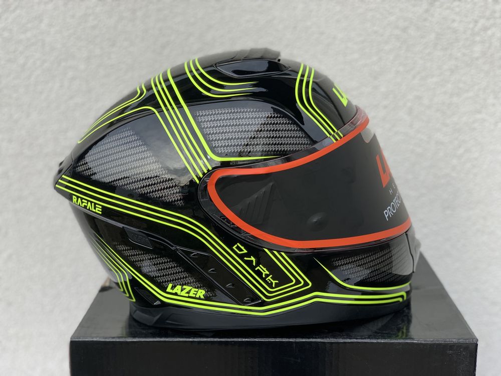 Kask motocyklowy Lazer Rafale evo Darkside, blenda, POLIWEGLAN! Fluo!