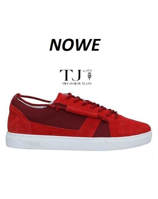 TRUSSARDI JEANS NOWE suede red zamsz rozm. 43 (27 cm)