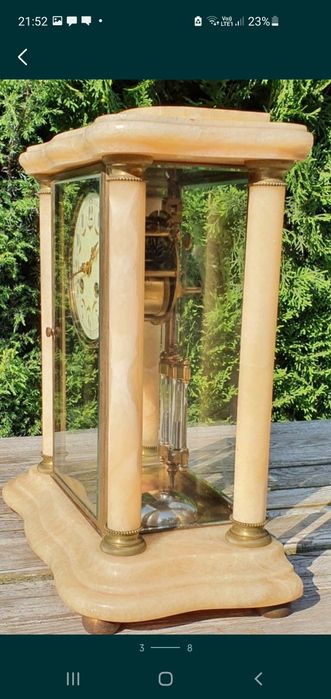 Zegar kominkowy antyk XIXwiek narmur szkło glas prezent na święta