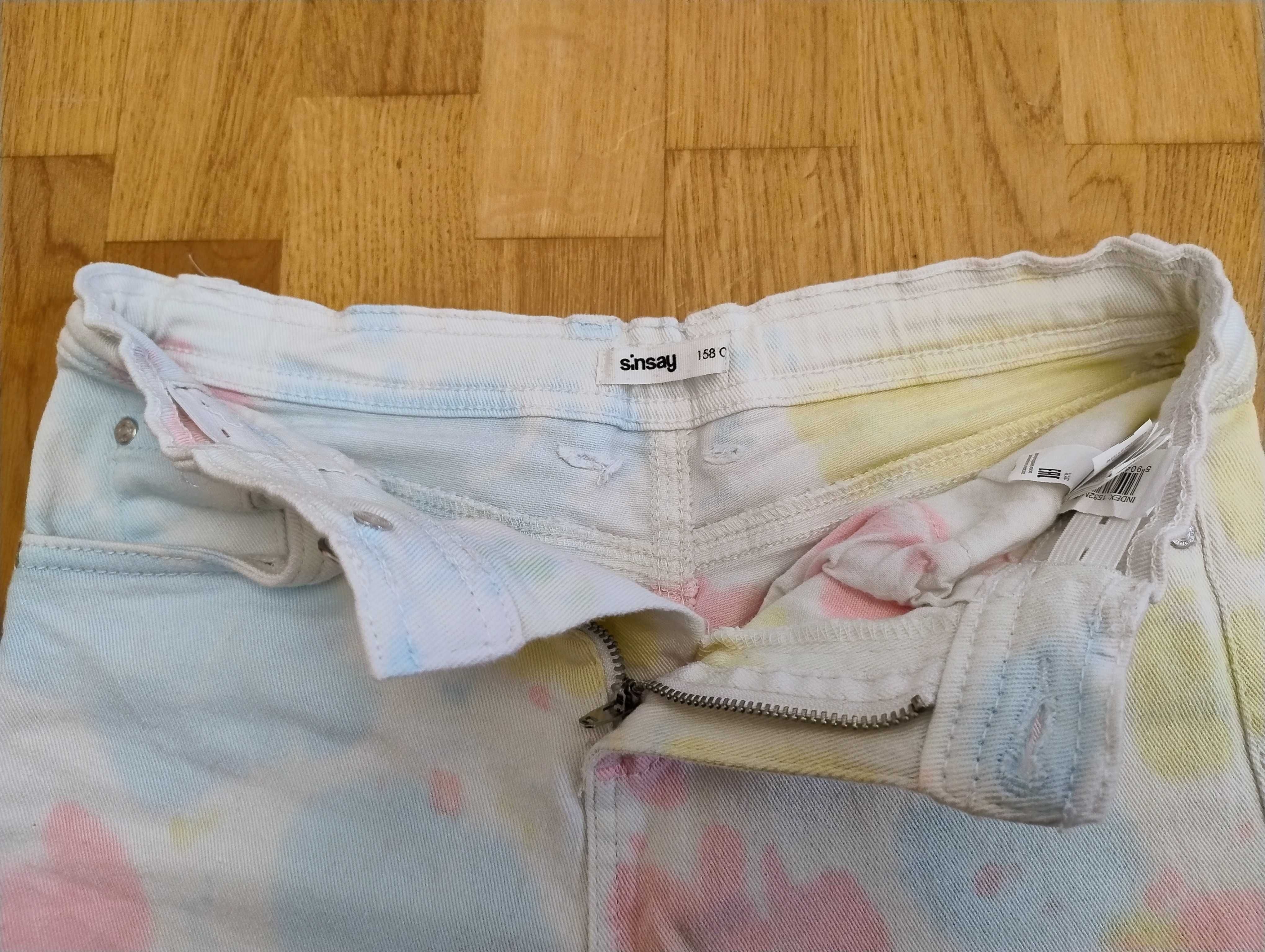 Spodenki dziewczęce Sinsay 158 tie dye jeansowe szorty kolorowe