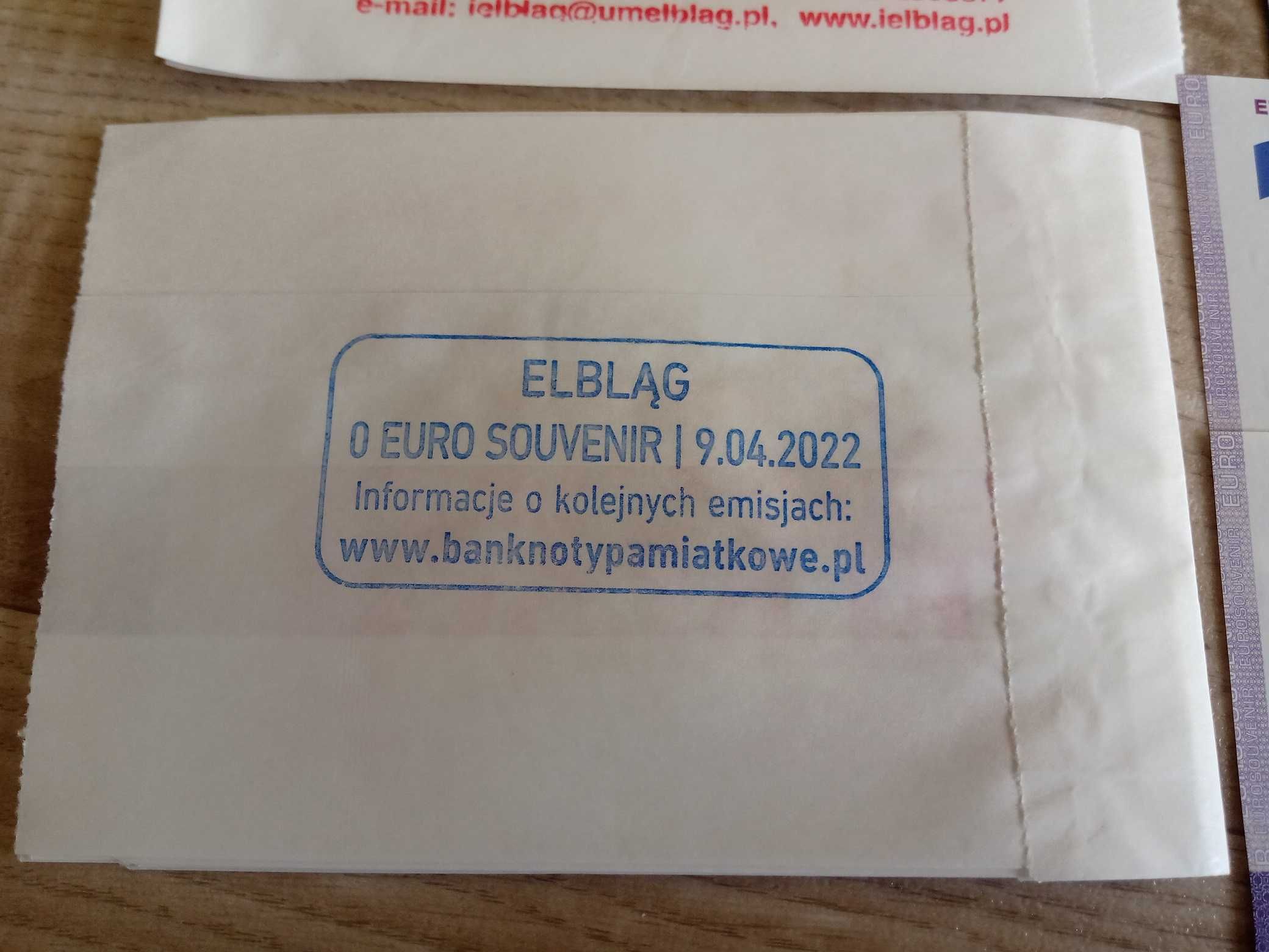 0 Euro - Elbląg, piękny banknot kolekcjonerski. Gratisy :)