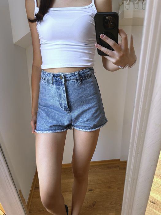 Niebieskie damskie krótkie spodenki jeansowe na lato XS 34 SPG JEANS