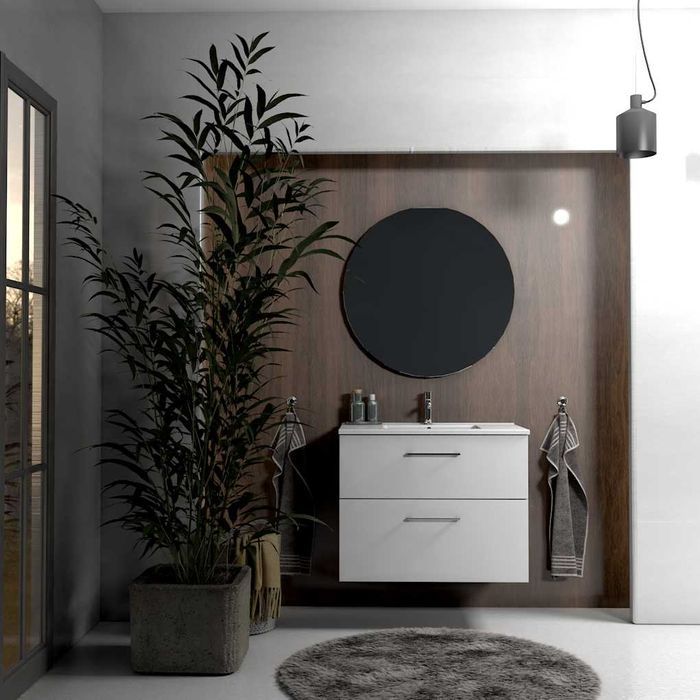 Szafka łazienkowa ORiSTO z umywalką 90 cm, biała w połysku