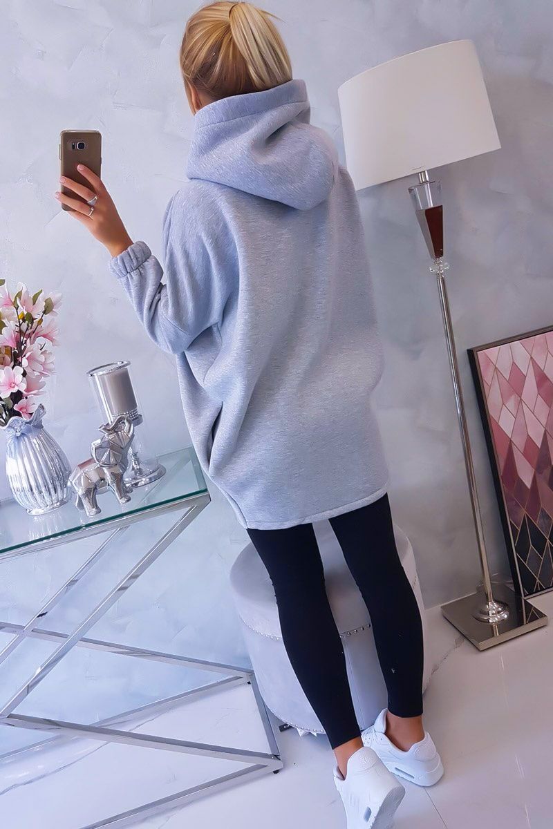 Bluza z krótkim suwakiem oversize szara