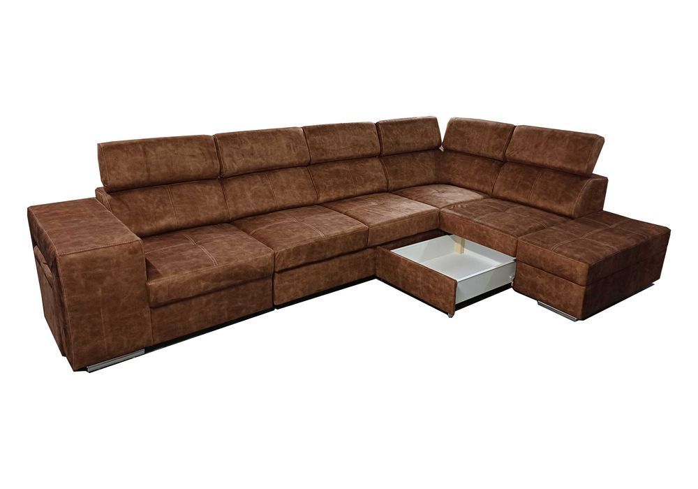 Rozkładany narożnik MALAGA z funkcją spania i pojemnikiem Dostawa