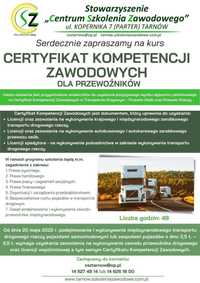 Kurs Certyfikat kompetencji zawodowych Przewoźnika